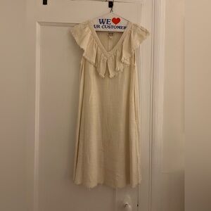 Mo Vint (Anthropologie) Cream Sleeveless Dress with Frayed Edges